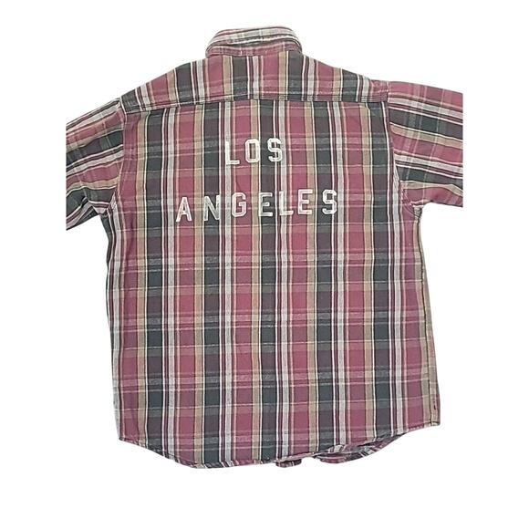 VTG Carhartt Flannel Shirt Small Distressed Plaid Los Angeles Spellout USA - Picture 2 of 8